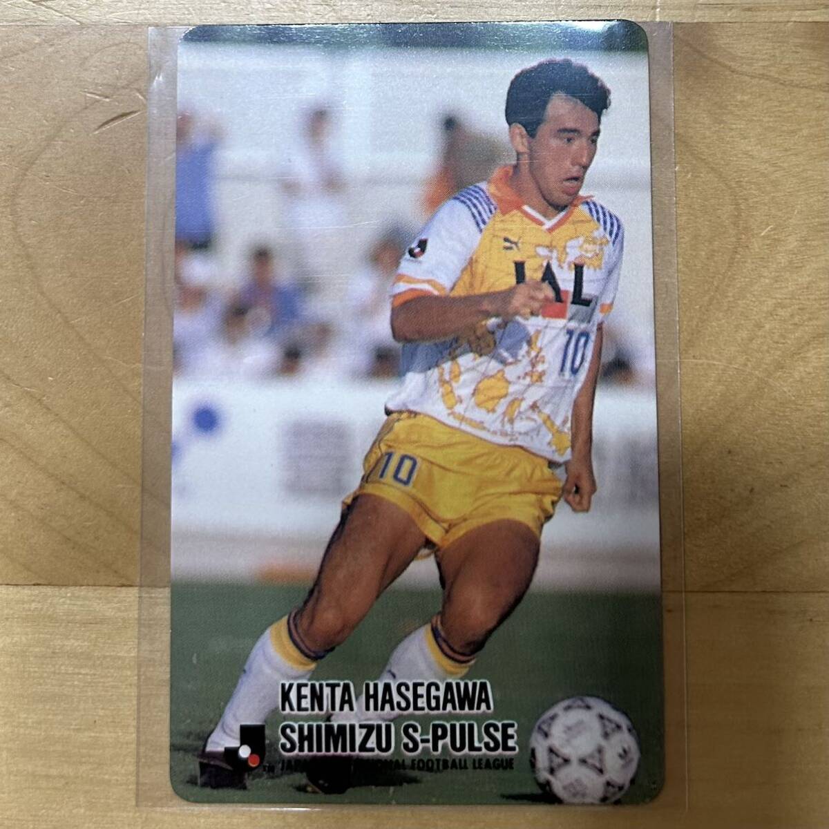 【同梱可能】カルビー calbee 1993 サッカーカード No.154 清水FCエスパルス 長谷川健太 美中古品 当時物 J.League Jリーグ_画像1