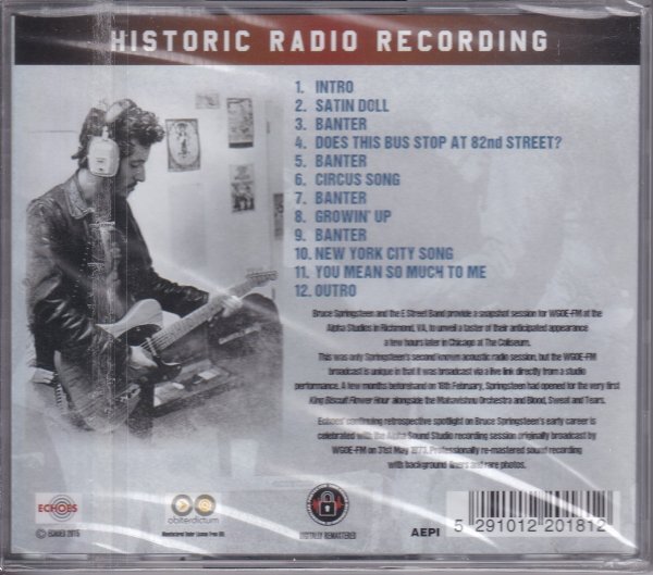 CD (輸入盤) Bruce Springsteen : WGOE Radio,Alpha Studios,Richmond VA,31st,Mat,1973 (ECHOES 2018)の画像2