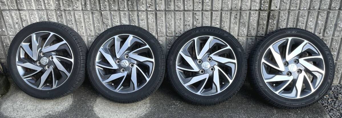 スズキ スペーシア純正 4.5Jx15 ＋BS ECOPIA NH100c 165/55R15 18年製 残溝十分 4本セット 手渡し歓迎の画像1