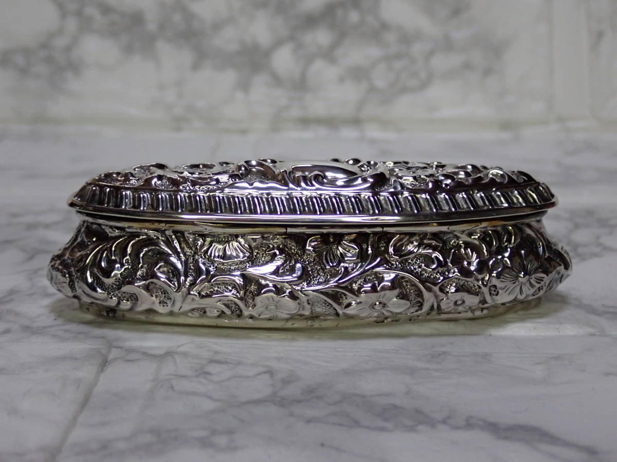 英国アンティーク SS(スターリング・シルバー) VICTORIAN JEWELLERY BOX(ジュエリー・ボックスor小物入れ) CHESTER 1900_画像4