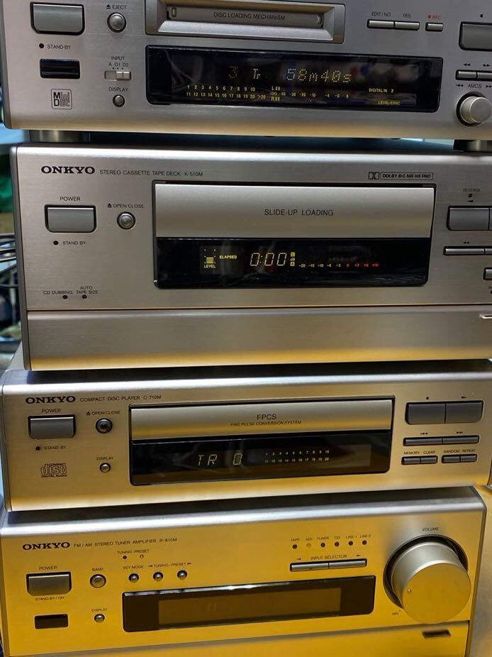 C3DP-032409 ☆外観状態良好　 ONKYO オンキョー テープ/K-510M + CD/C-710M /MD-121M + チューナー/R-810M☆ジャンク☆_画像2