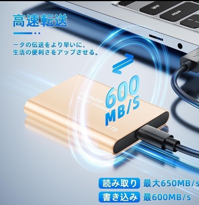 外付け SSD 1TB ポータブルSSD 高速転送 最大転送速度650MB/S　動作確認済_画像2