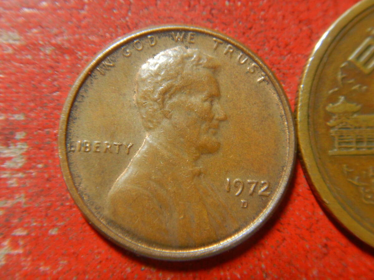 外国・USA／リンカーン１セント黄銅貨（1972年D）　240229_画像1