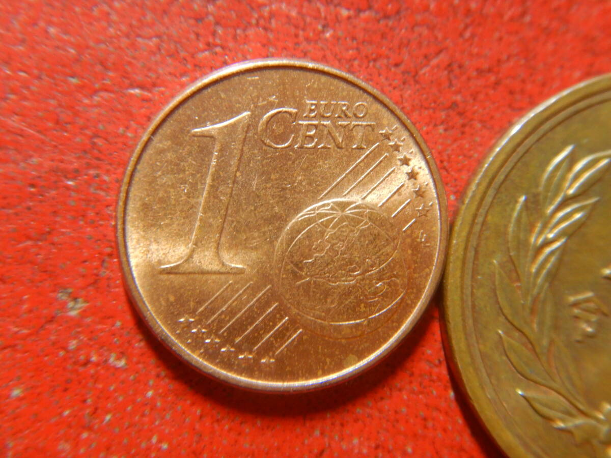 外国・ドイツ／１ユーロセント銅張りスチール貨（2007年）　240307_画像2