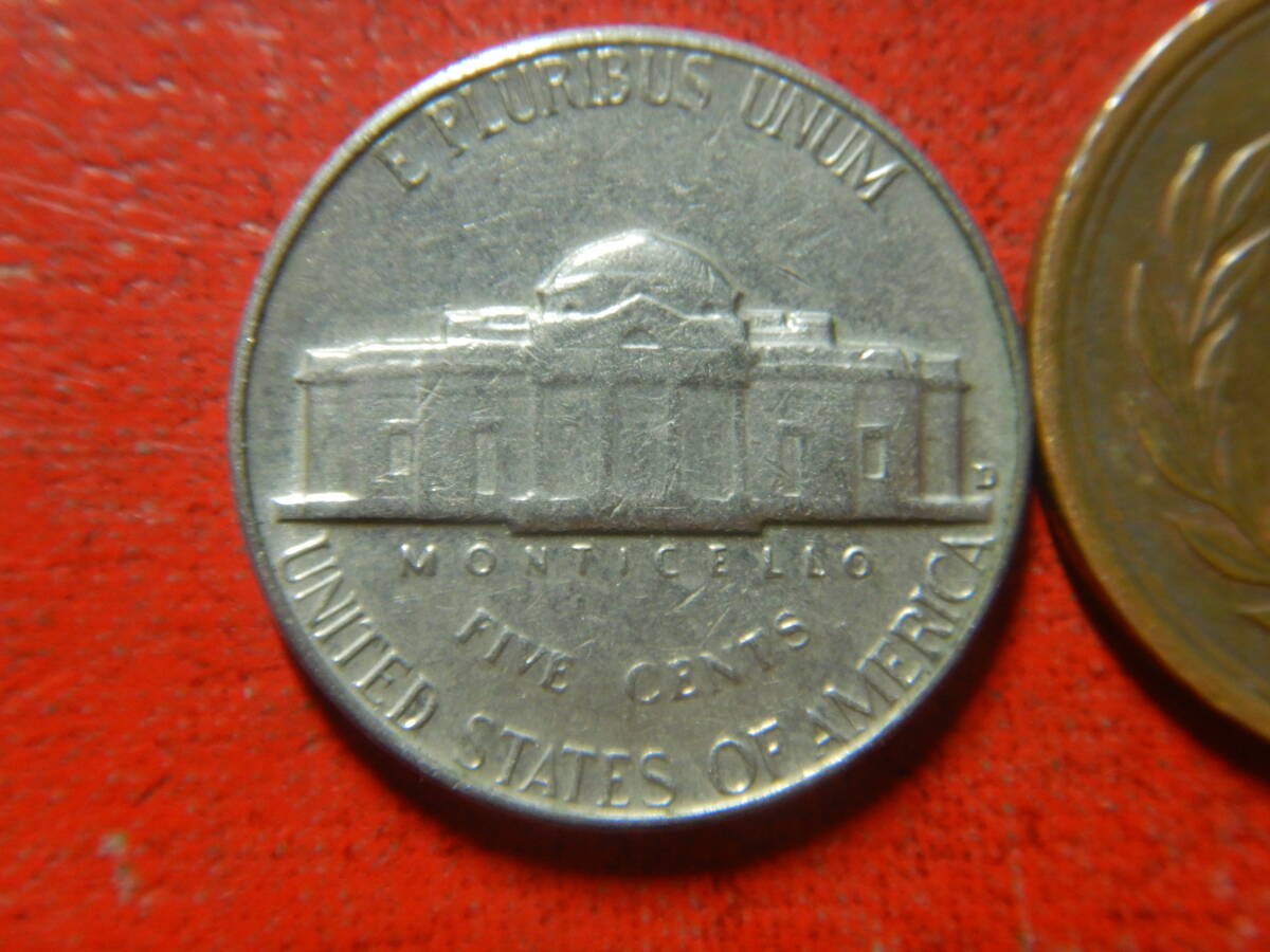 外国・USA／ジェファーソン５セント白銅貨（1964年D）　24031002_画像2