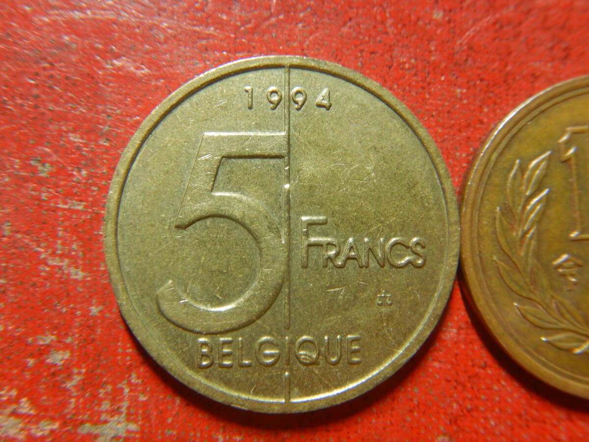 外国・ベルギー／５フラン黄銅貨又はアルミニウム青銅貨（1994年）　240317_画像2