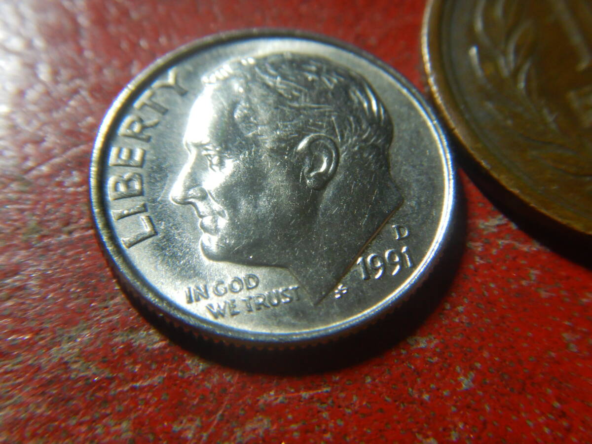 外国・ルーズベルト１０セント白銅貨・１ダイム（1991年D）　24031802_画像3