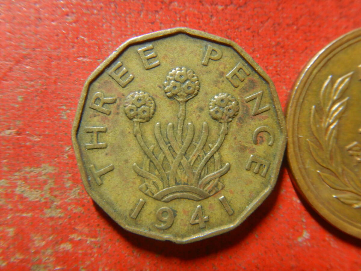 外国・イギリス／３ペンス・ニッケル黄銅貨（1941年）　240323_画像1
