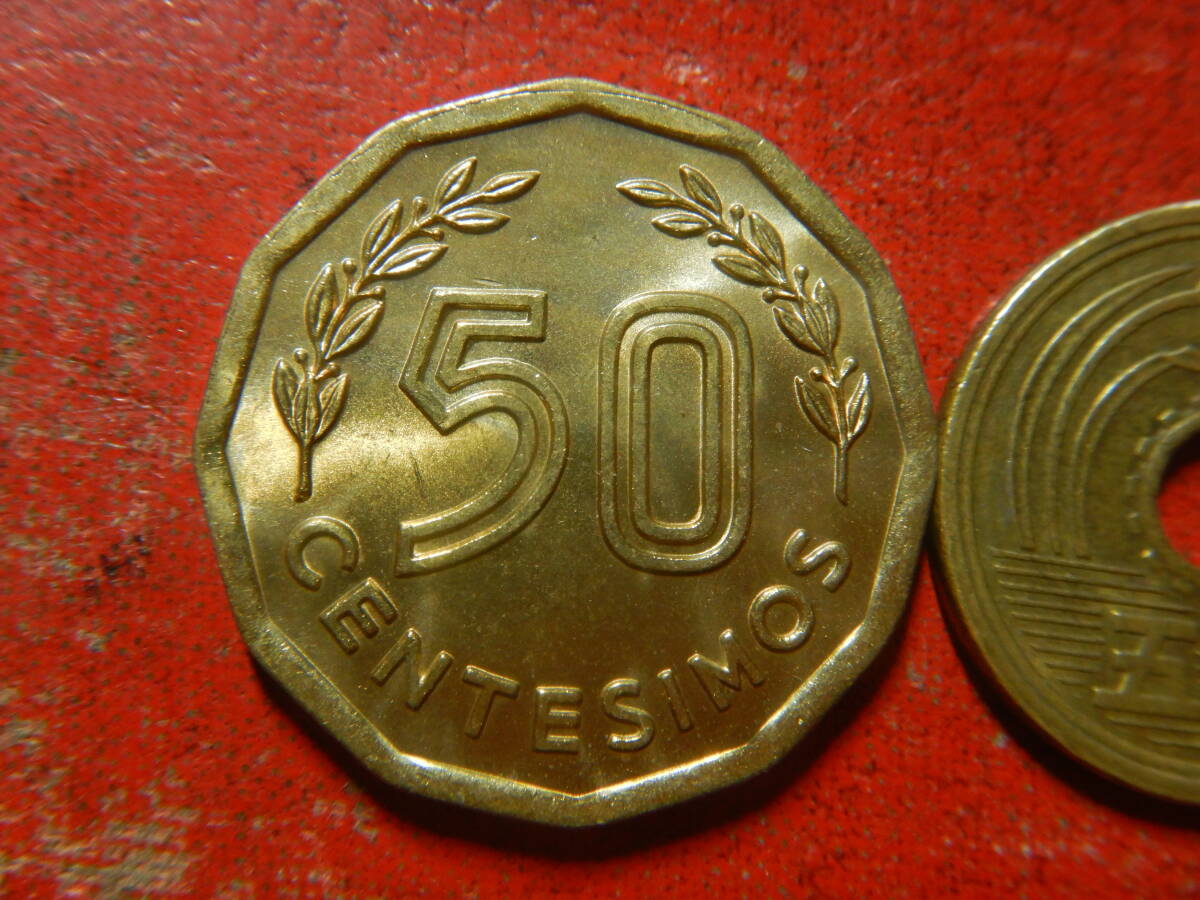 外国・ウルグアイ／５０センテシモ・アルミニウム青銅貨（1977年）　240325_画像2