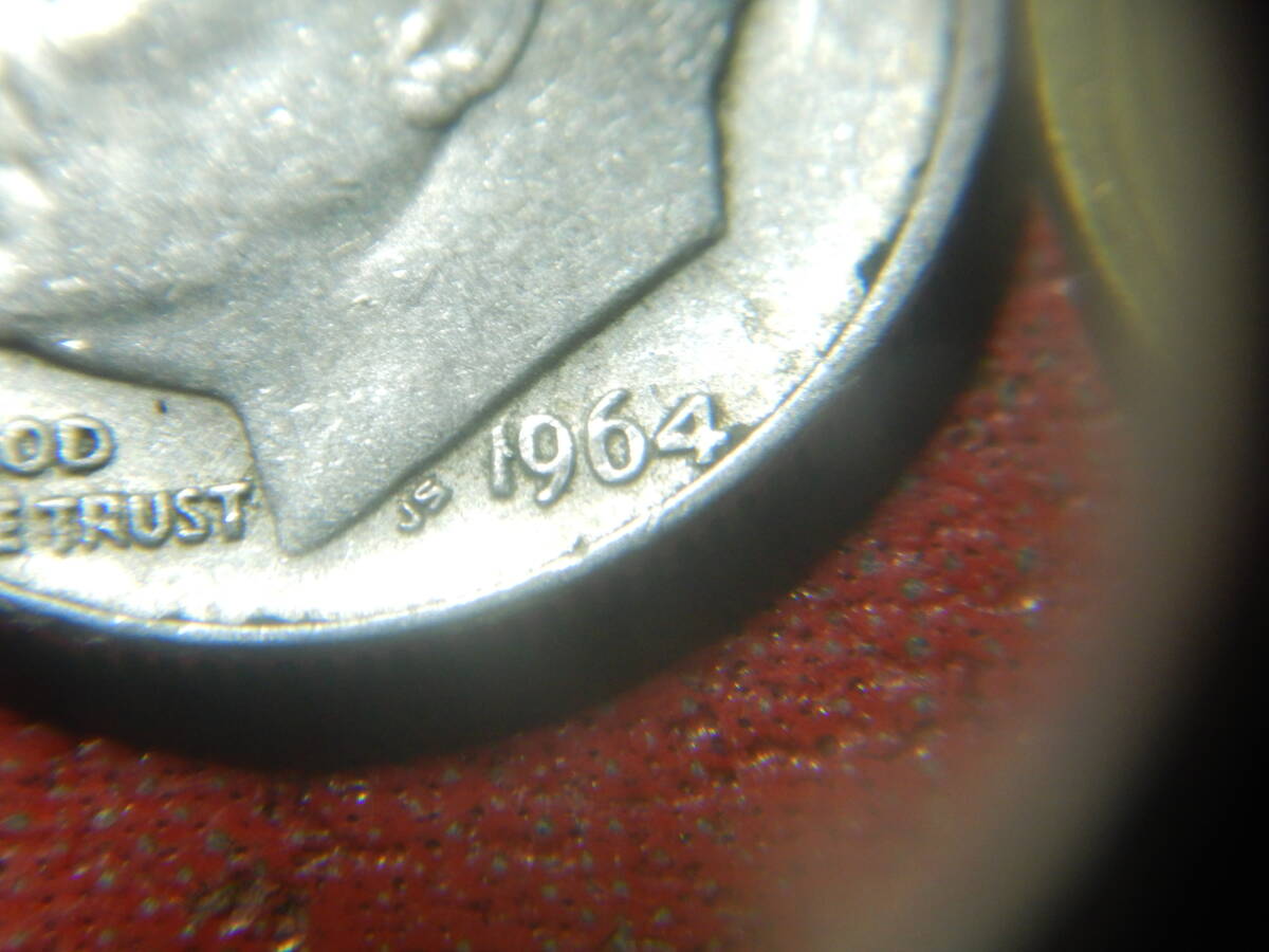 外国・USA／ルーズベルト１０セント銀貨・１ダイム（1964年D） 240325イの画像4