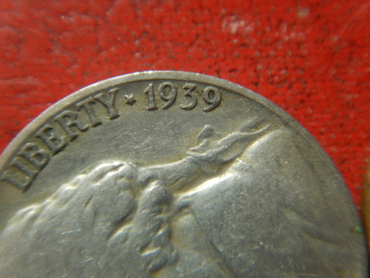 外国・USA／ジェファーソン５セント白銅貨（1939年S）：発行枚数663万枚 240327の画像3