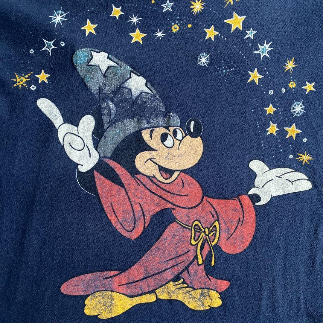  80s ビンテージ Disney ディズニー FANTASIA ファンタジア Mickey Mouse ミッキー マウス 魔法使いの弟子 Tシャツ USA製 紺 ネイビー XL