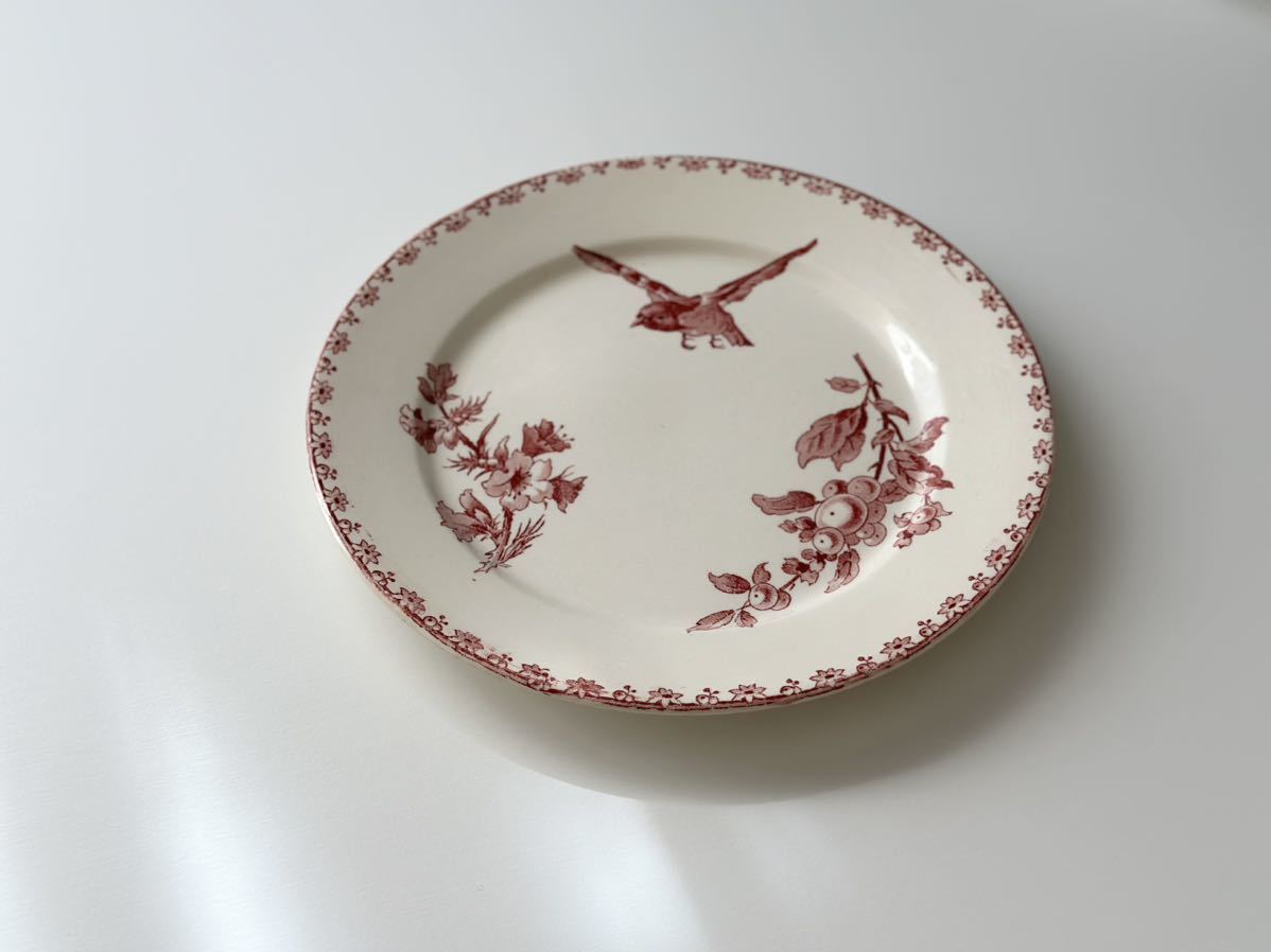 良品 フランス アンティーク 皿 Sarreguemines サルグミンヌ /  “FAVORI”  愛らしい小鳥のデザートプレート の画像6