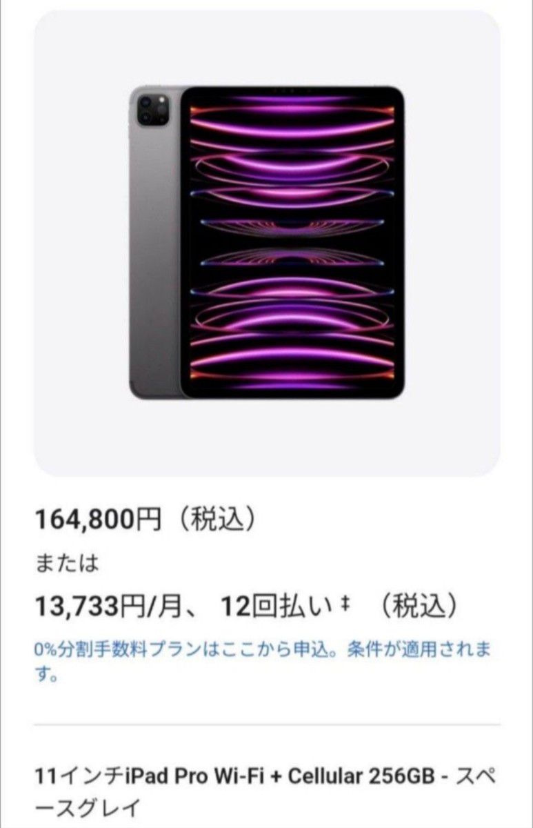 【新品未使用】iPad Pro 11インチ 第4世代 Wi-Fi ＋ Cellular 256GB SIMフリー 2022年モデル