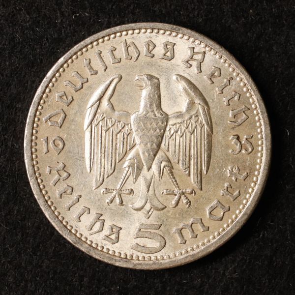 KM#86/ドイツ第三帝国 ５ライヒスマルク銀貨（1935）ベルリン・ミント[E2162]コイン　_画像1