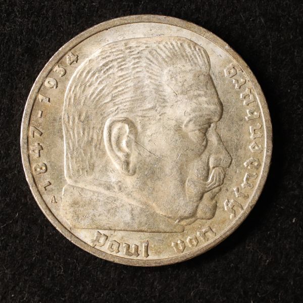 KM#86/ドイツ第三帝国 ５ライヒスマルク銀貨（1936）ベルリン・ミント[E2169]コイン　_画像1