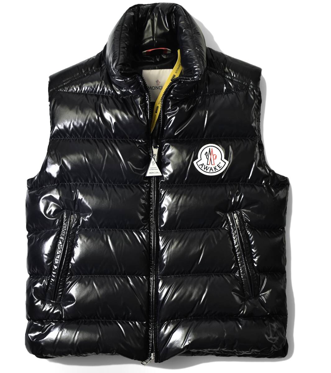 16,2万【MONCLER モンクレールx元SUPREME シュプリームのAWAKE国内正規新品】◇希少限定コラボ◇名作TIBB系譜◇大ロゴワッペンダウンベスト_画像1