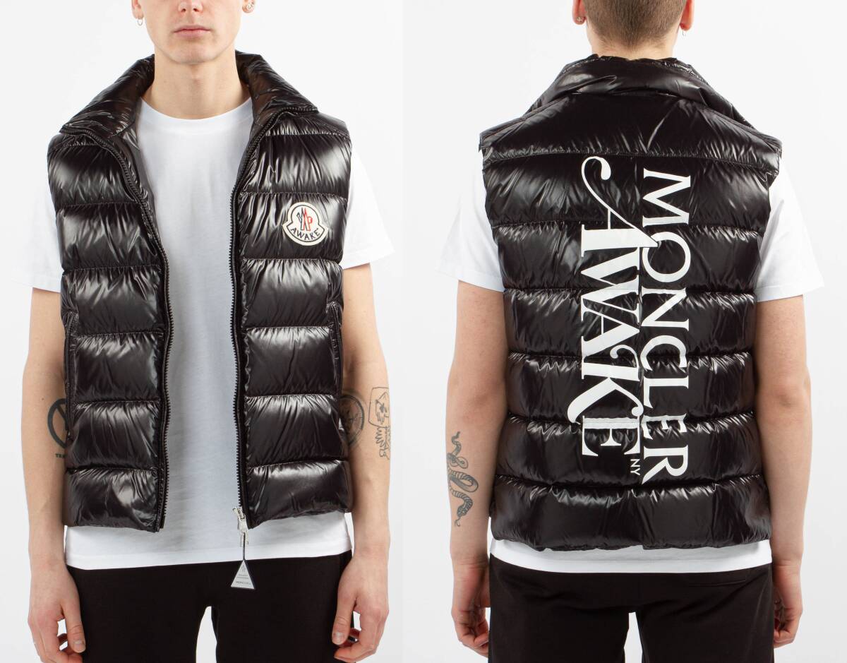 16,2万【MONCLER モンクレールx元SUPREME シュプリームのAWAKE国内正規新品】◇希少限定コラボ◇名作TIBB系譜◇大ロゴワッペンダウンベスト_画像8