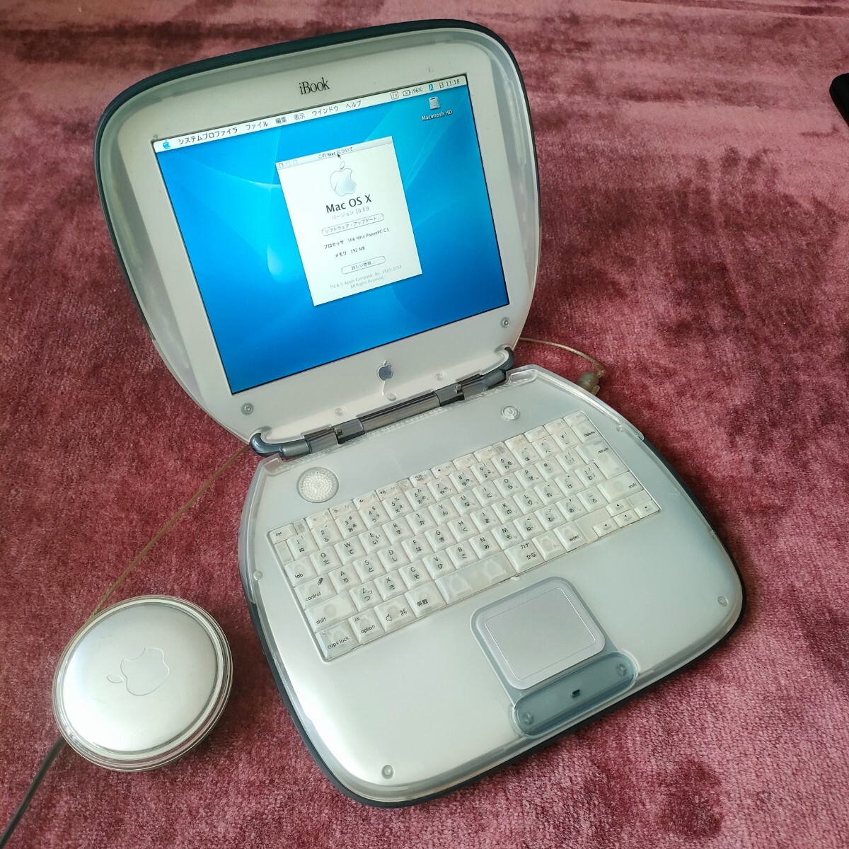 Apple iBook G3k Ram ракушка /M2453/ graphite / 366MHz 192MB 6GB MacOS10.3.9 AirMac карта встроенный [ рабочий товар ] AC адаптор приложен 