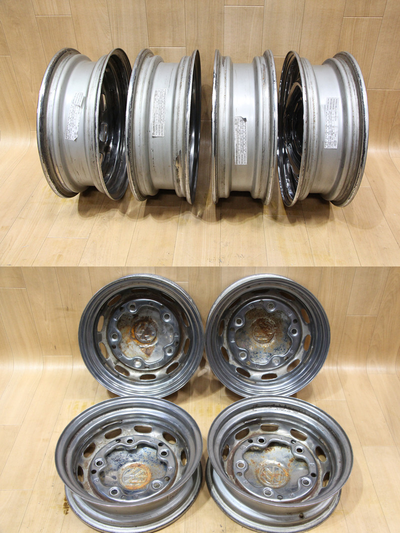 B352 激レア 旧車 MANGELS VW ワーゲン 空冷 ビートル メッキ 15X4.5J+25 PCD205 4本 カルマンギア ポルシェ 356 バス 当時物 JDM USDM_画像10