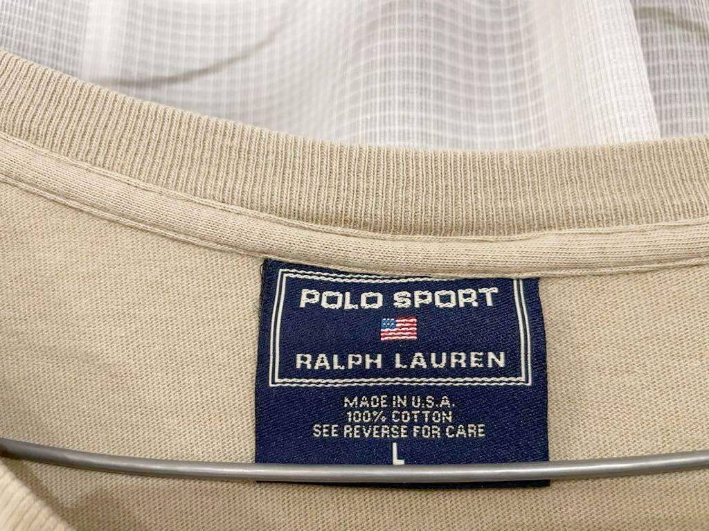 90s USA製 POLO SPORT ポロ スポーツ Ralph Lauren ラルフローレン プリント Tシャツ 90年代 L_画像3