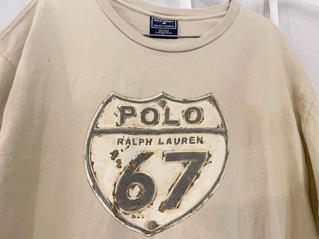 90s USA製 POLO SPORT ポロ スポーツ Ralph Lauren ラルフローレン プリント Tシャツ 90年代 L_画像2