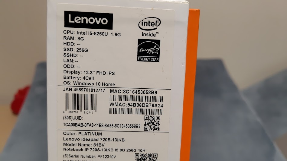 Lenovo ideapad 720s-13IKB 81BV004P JP 13インチ ８GB/256GB　Core i５　美品　付属品完備_画像7