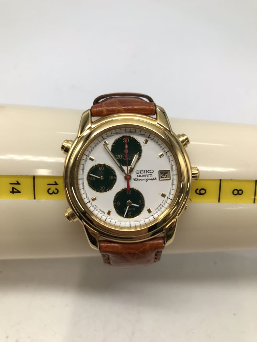 森　seiko 7T32 6g10 セイコー デイト　クロノグラフ クォーツ　メンズ　現状品_画像1