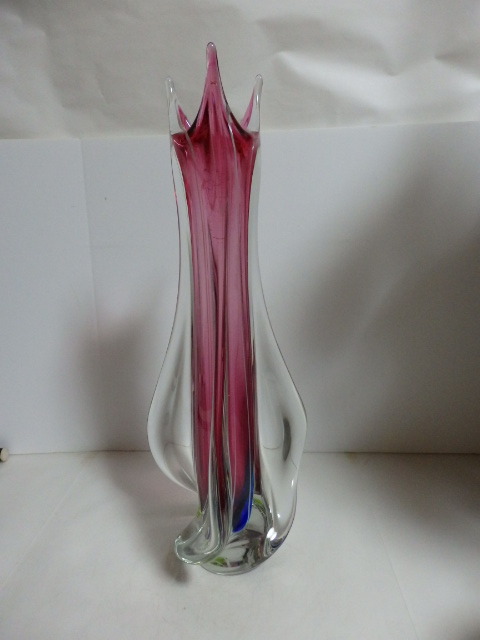 B◇クリスタルガラス ガラス製 花瓶 花器 花入 フラワーベース 高さ約48㎝_画像2