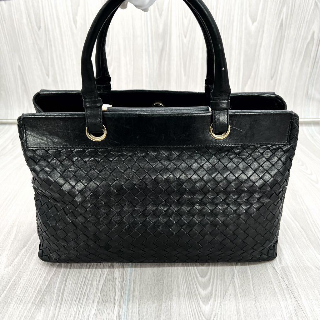 ■美品■BOTTEGAVENETA ボッテガヴェネタ トートバッグ ハンド イントレチャート レザー メンズ レディース ビジネス ブラックの画像2