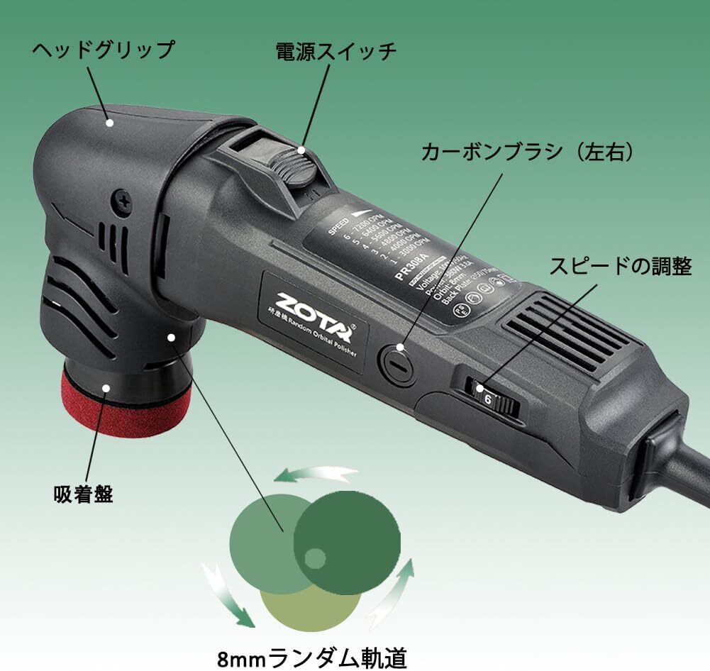 使いやすい 高品質ミニポリッシャー 50mm/75mm 福段変速 3000-72