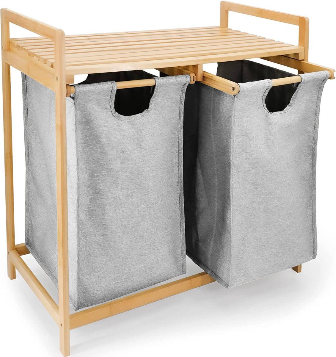 ランドリーバッグ 2バッグ 天然竹製 高品質 安全設計 操作簡単 3選択可能_画像8