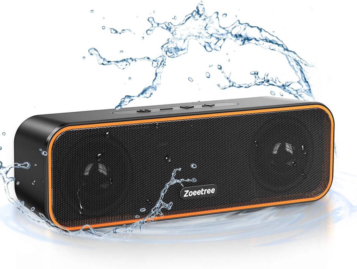 耐久性抜群 防水Bluetoothスピーカー、36時間連続再生・高音質・重低音・