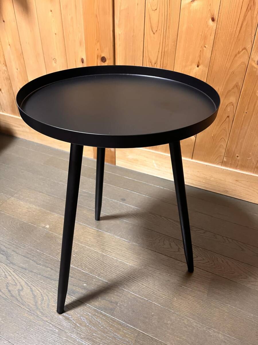 スチール製スリムサイドテーブル 直径35cm 高さ51cm ブラック