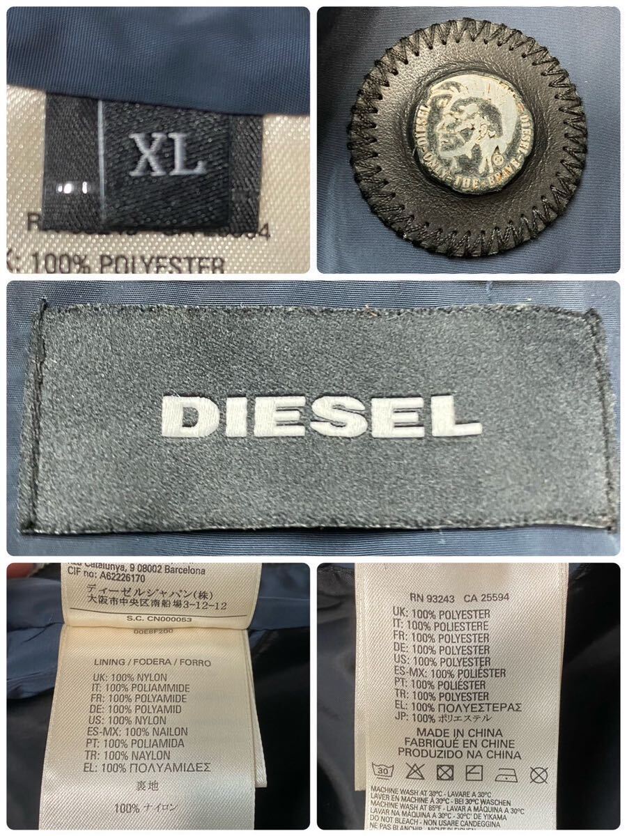 極美品/希少XLサイズ●DIESEL ディーゼル ナイロン ジップ ジャケット ライダース ブルゾン ネイビー 紺 肩ブレイブマンロゴ 春 スプリング_画像8