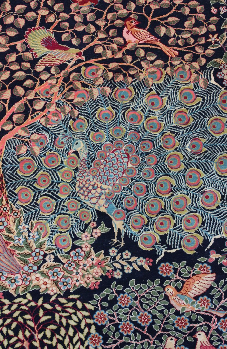 23　トルコ　ヘレケ ペルシャ絨毯　名品孔雀ヘレケ　絹絨毯　ノット16×16/cm2　特別出展名品_画像8