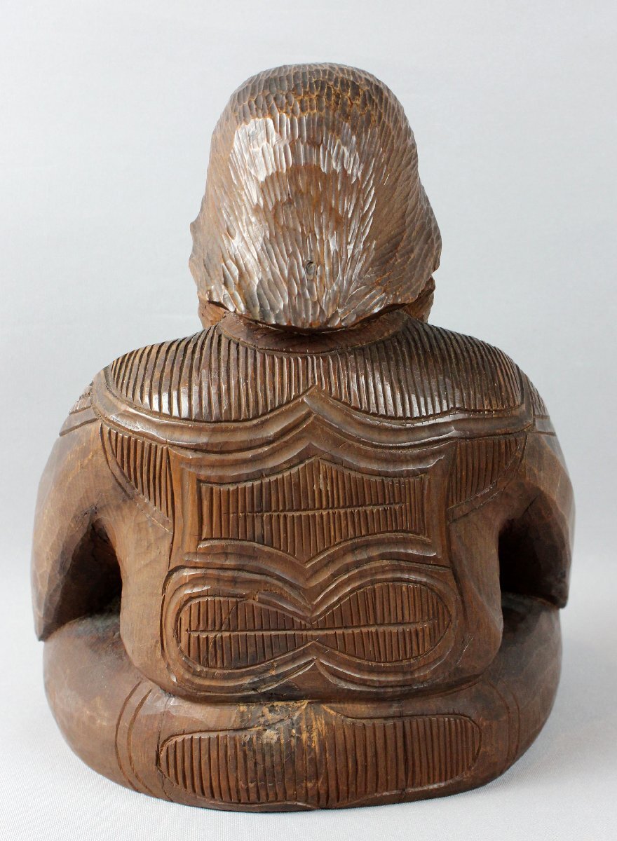 3-10 アイヌエカシ置物 木彫り 人物 民藝 木工芸 北海道 アイヌ民族の画像2