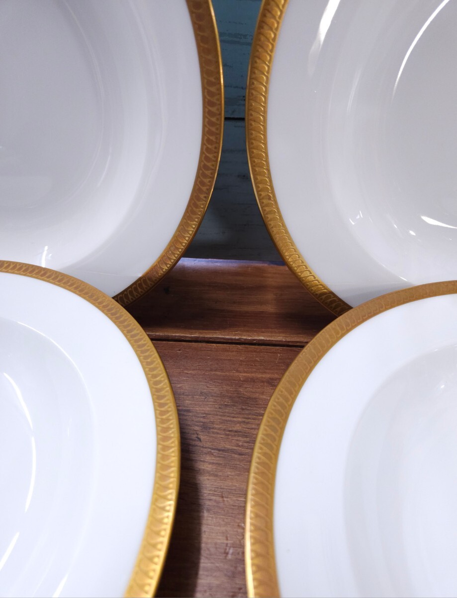美品☆大倉陶園 OKURA 片葉金蝕 スーププレート 6枚セット 美品☆大倉陶園 OKURA 片葉金蝕 スーププレート 6枚セット