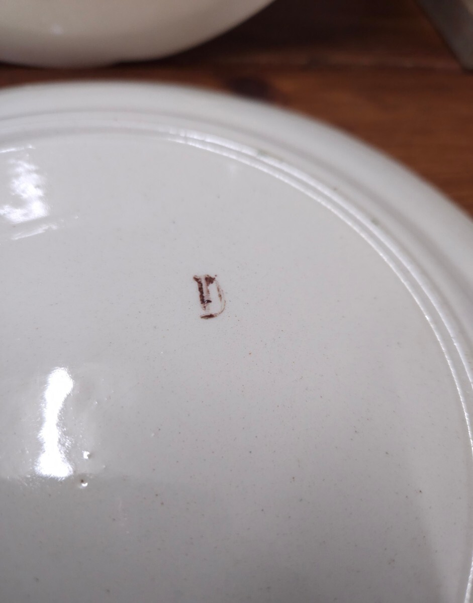 フランスアンティーク レリーフプレート 2枚セット 平皿 インテリア カフェ ブロカント _画像6