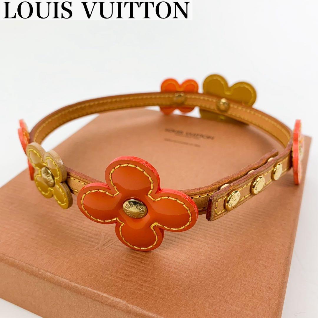 LOUIS VUITTON Louis Vuitton цветок rekisin тонн браслет кожа цветочный узор 