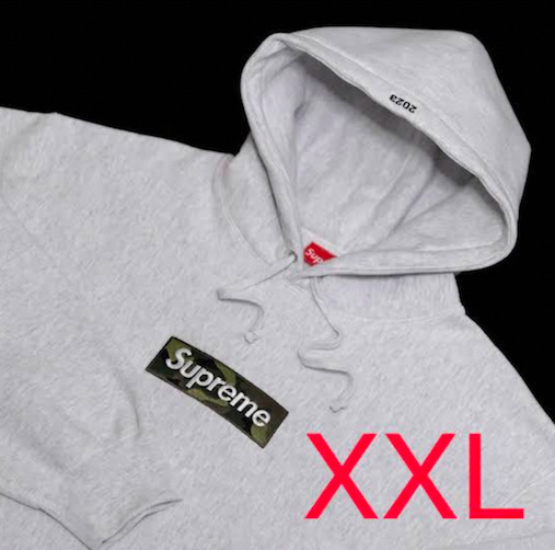 【送料無料】新品未開封 XXLarge Supreme Box Logo Hooded Sweatshirt Ash Grey シュプリーム ボックス ロゴ フーデッド グレー XXLサイズ_画像1