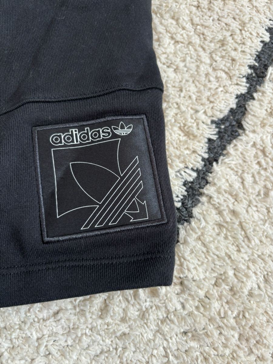 セール 即決1円 ■ adidas originals アディダス オリジナルス トレフォイル ロゴ 刺繍 スリーライン スウェット ハーフ パンツ ブラック Mの画像3