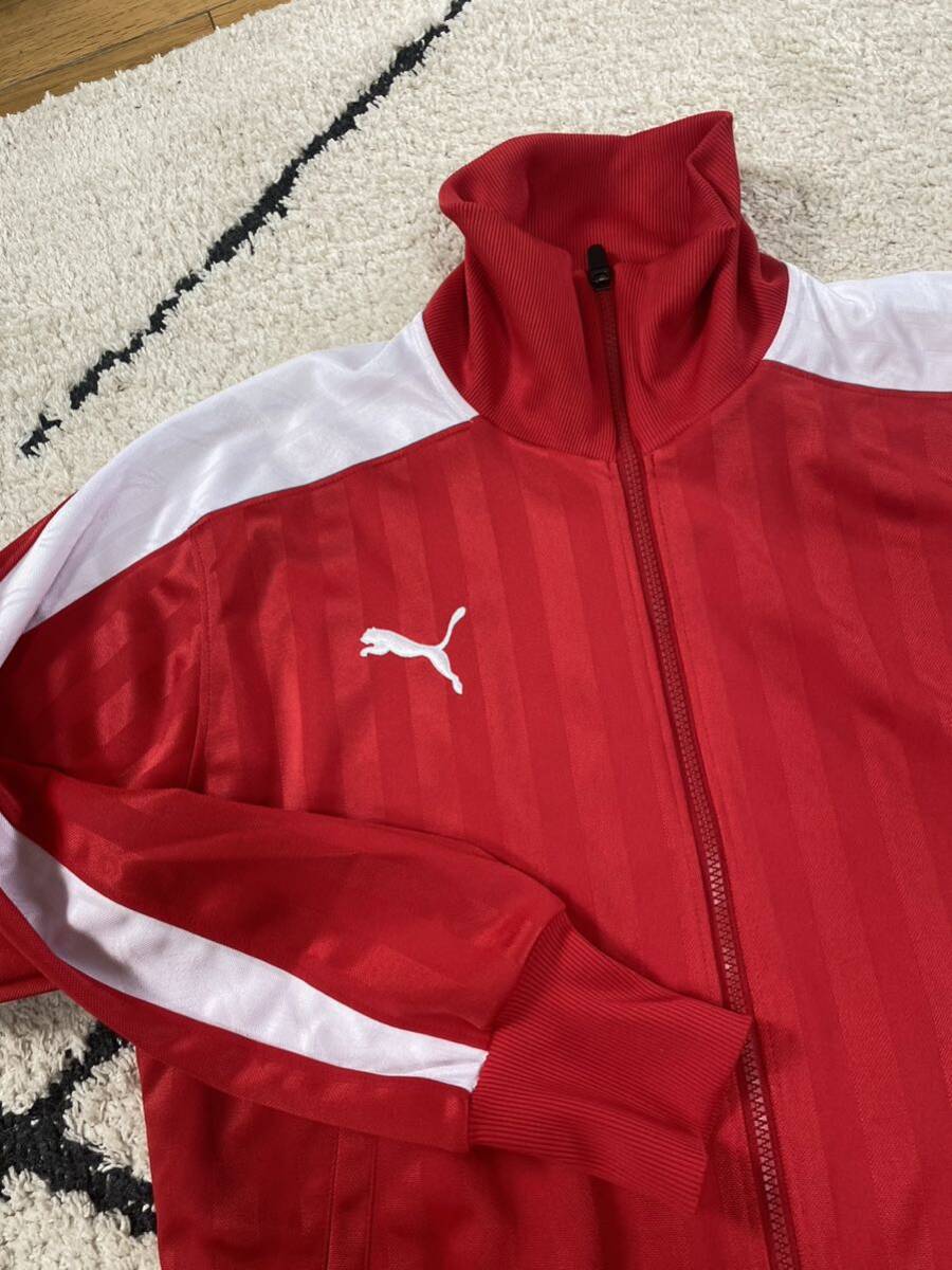 セール 即決1円 PUMA ジャージ トップス スポーツウエア上着 メンズL レッド 美品 身幅60 着丈67の画像1