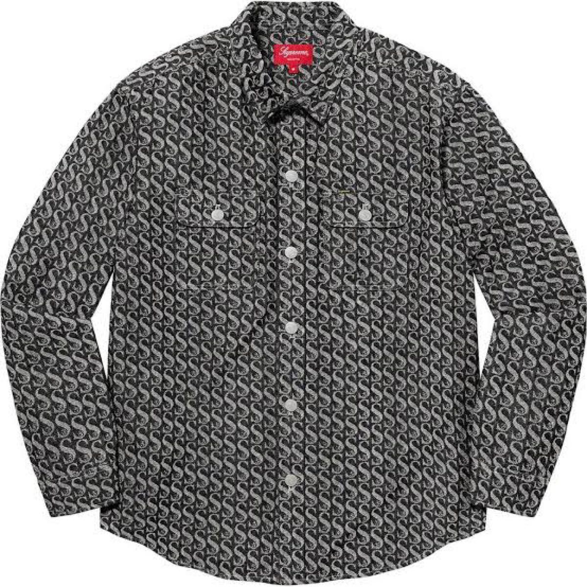 Supreme S logo Monogram Denim Shirt Black