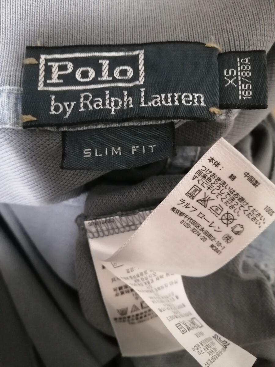 POLO RALPH LAUREN ポロラルフローレン 半袖 ポロシャツ　XS ヴィンテージ加工　ブルーグレー　OSAGARI