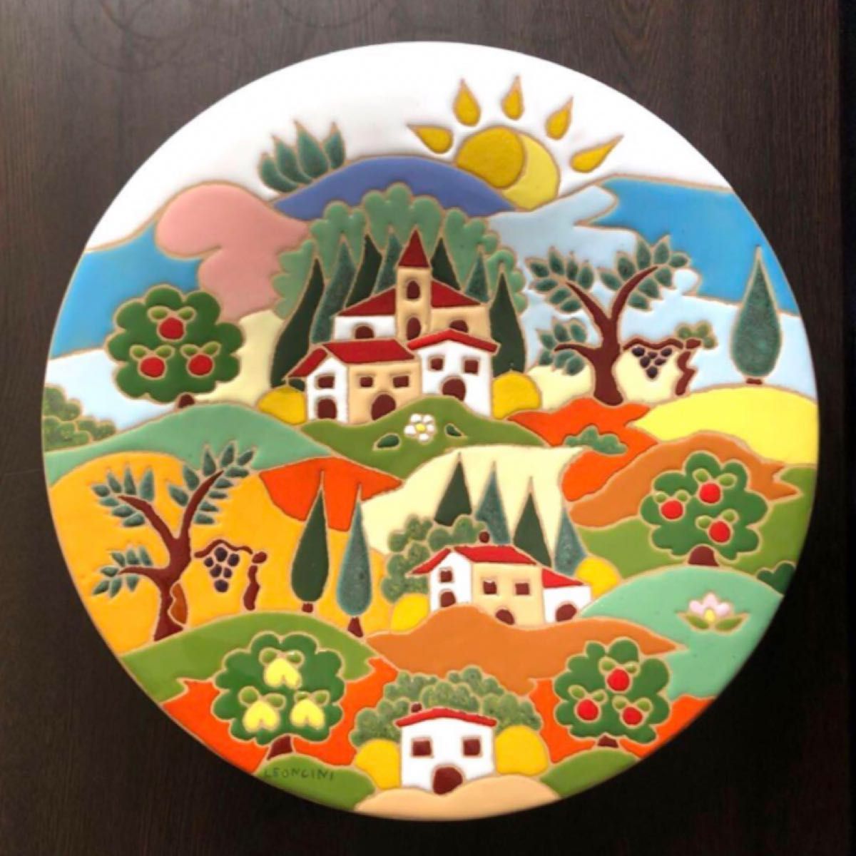 美品》イタリア製 リリエーボ陶器 大絵皿 30㎝ 一点物 飾り皿 美品》イタリア製 リリエーボ陶器 大絵皿 30㎝ 一点物 飾り皿