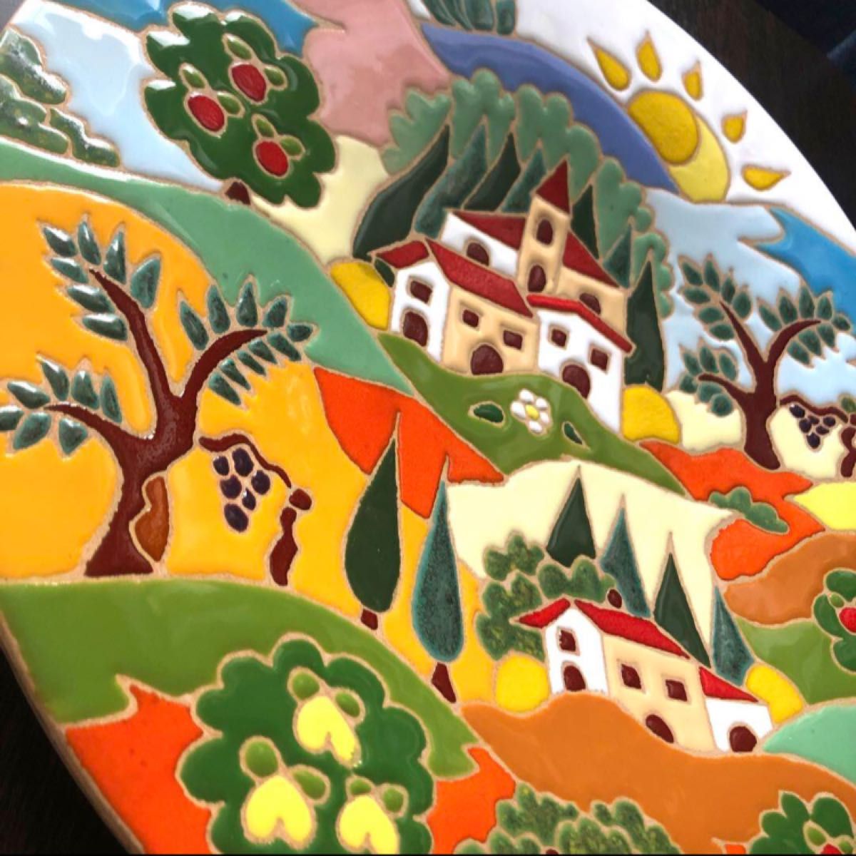 美品》イタリア製 リリエーボ陶器 大絵皿 30㎝ 一点物 飾り皿 美品》イタリア製 リリエーボ陶器 大絵皿 30㎝ 一点物 飾り皿