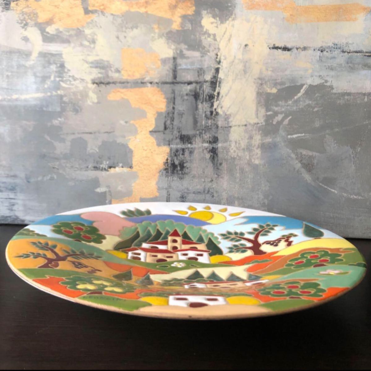 美品》イタリア製 リリエーボ陶器 大絵皿 30㎝ 一点物 飾り皿 美品》イタリア製 リリエーボ陶器 大絵皿 30㎝ 一点物 飾り皿