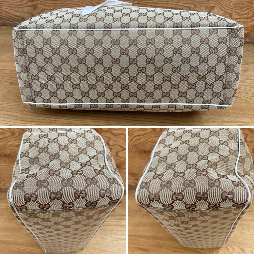 GUCCI ＊ グッチ スカーフ付き トートバッグ GG 肩掛け ショルダーバッグ ブラウン×ホワイト シルクスカーフ 153033 467891 大容量_画像6