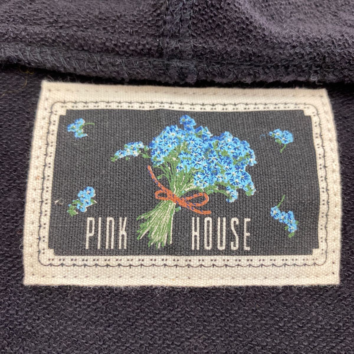 美品☆PINKHOUSE ＊ ピンクハウス ◆ 薄手スウェットパーカー フード付きジップアップジャケット ブラック 黒 ベアーデザイン サイズL _画像9